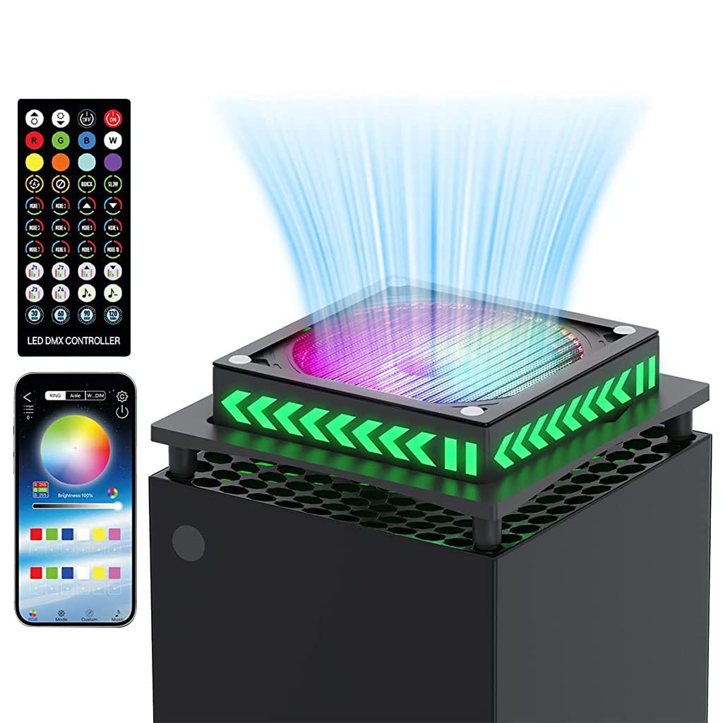 Verilux RGB Cooling Fan for Xbox LED Fan Cooling System with Dust Screen, 8 Single Color Multi Light Effect Low Noise Cooling Fan for Xbox Series X Support Switch Control, App Control, Remote Control Verilux RGB Cooling Fan for Xbox LED Fan Cooling System with Dust Screen, 8 Single Color Multi Light Effect Low Noise Cooling Fan for Xbox Series X Support Switch Control, App Control, Remote Control